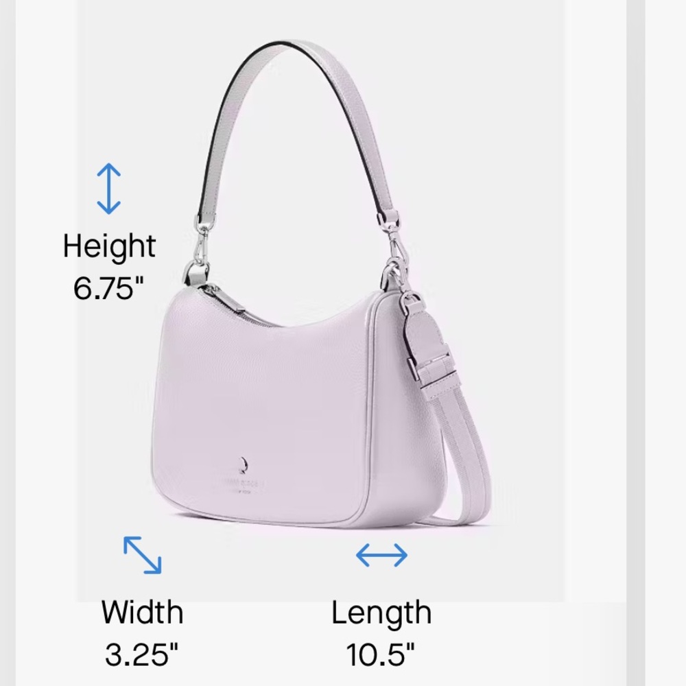 ♠️KATE SPADE Emma Shoulder/crossbody Blue & White Bag w/ pouch frozen lilac - Picture 8 of 16